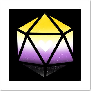 Non Binary Pride Heart D20 Dice Posters and Art